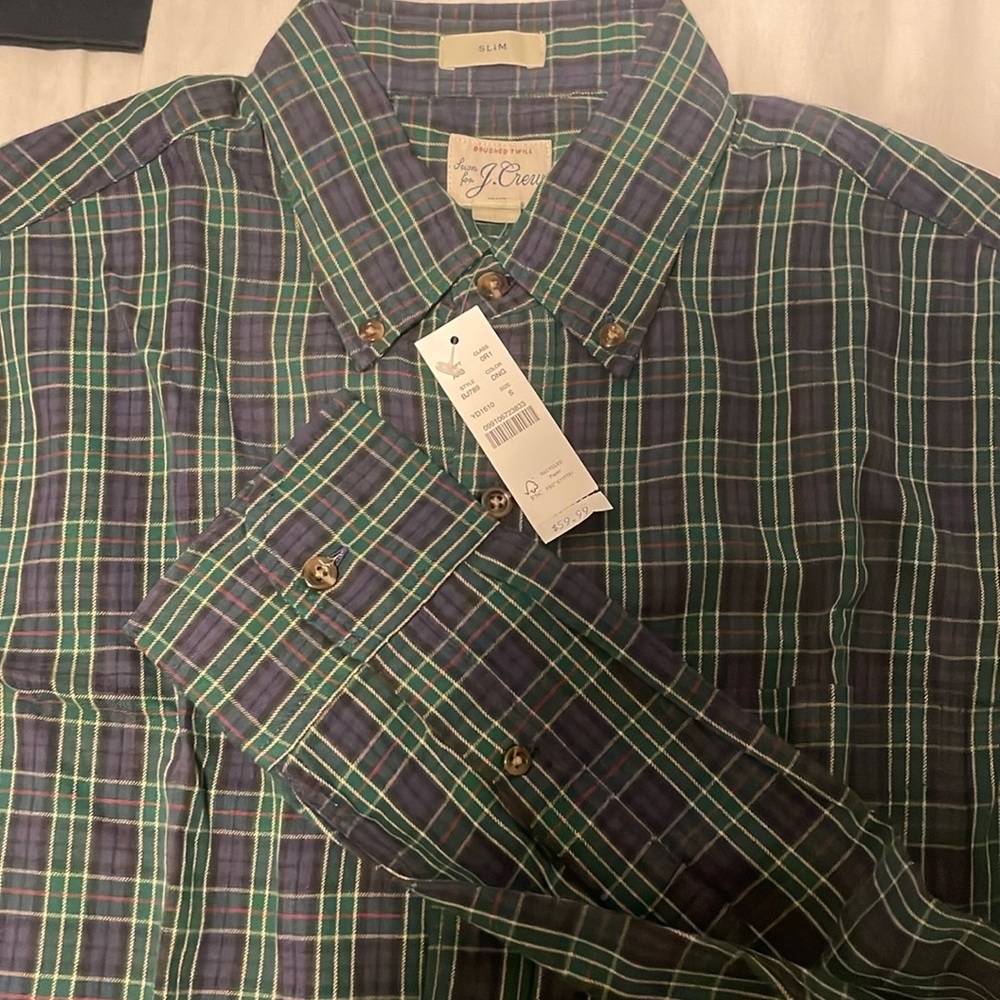 J Crew Brushed Twill super soft slim button up Slim Secret Wash Small Brand New